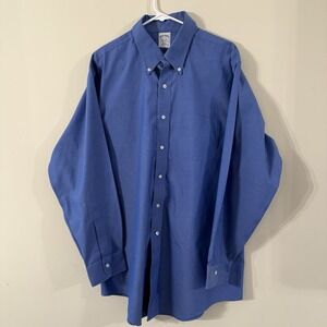 Brooks Brothers Men Size 17-34 Long Sleeve Cotton Button Down Slim‎ Fit Blue